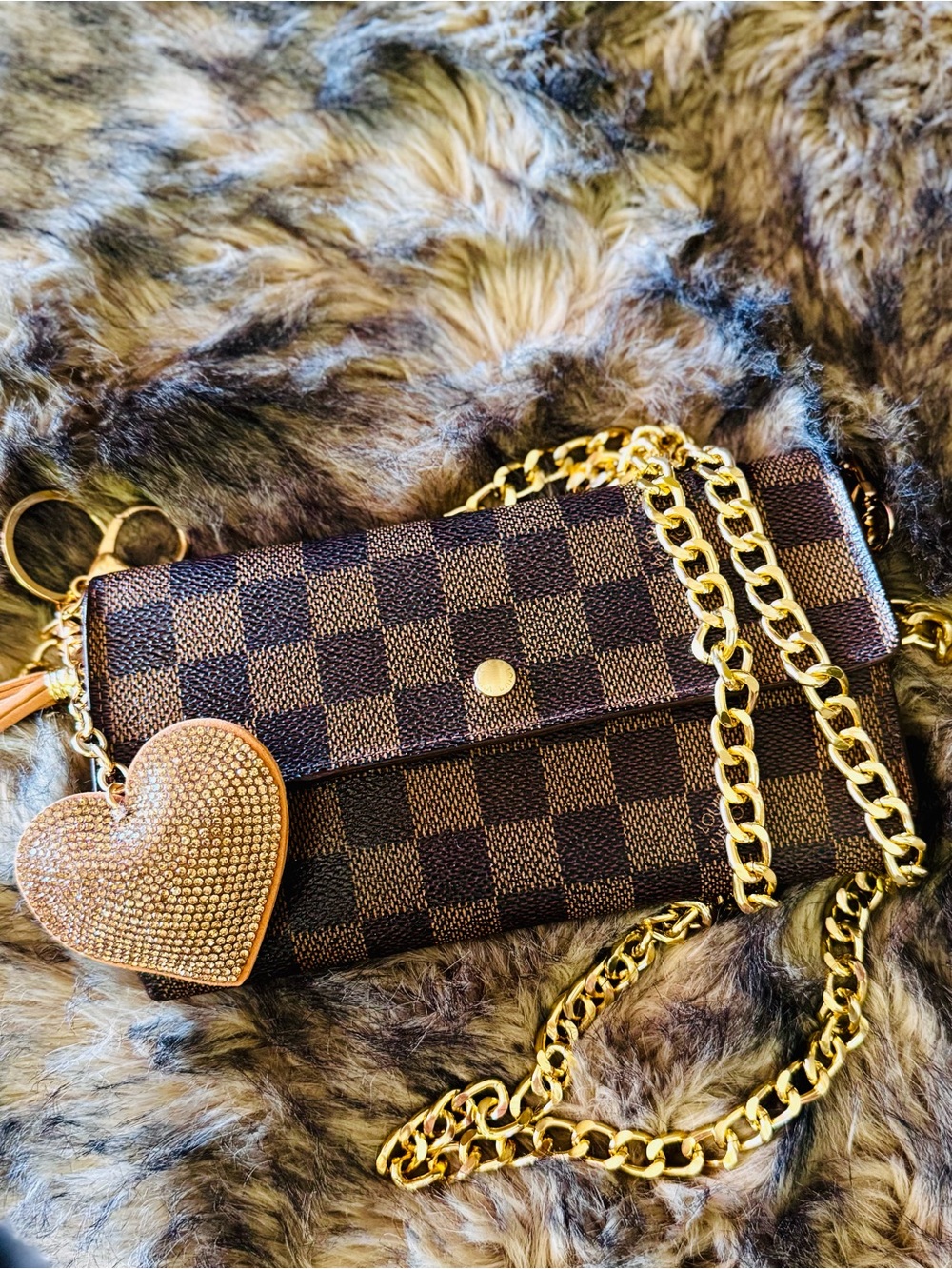 Louis Vuitton DAMIER bifold wallet vintage converted Crossbody